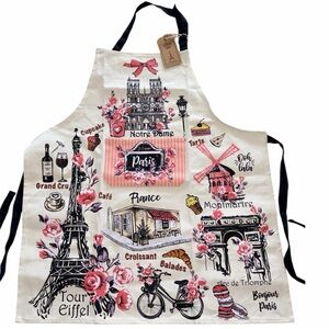 NWT Attitude Paris France Cooking Apron Paris Landmarks Heavy Canvas Adjustable